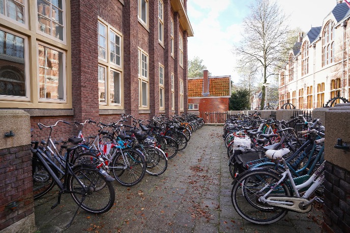 Bicycle parking area next to the main entrance