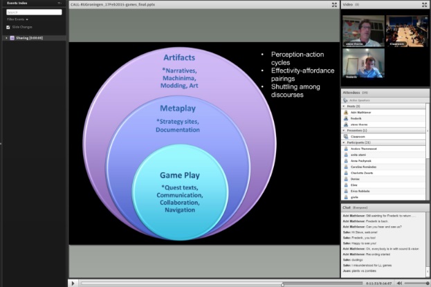 a lecture with two guest speakers, recorded using Adobe Connect.