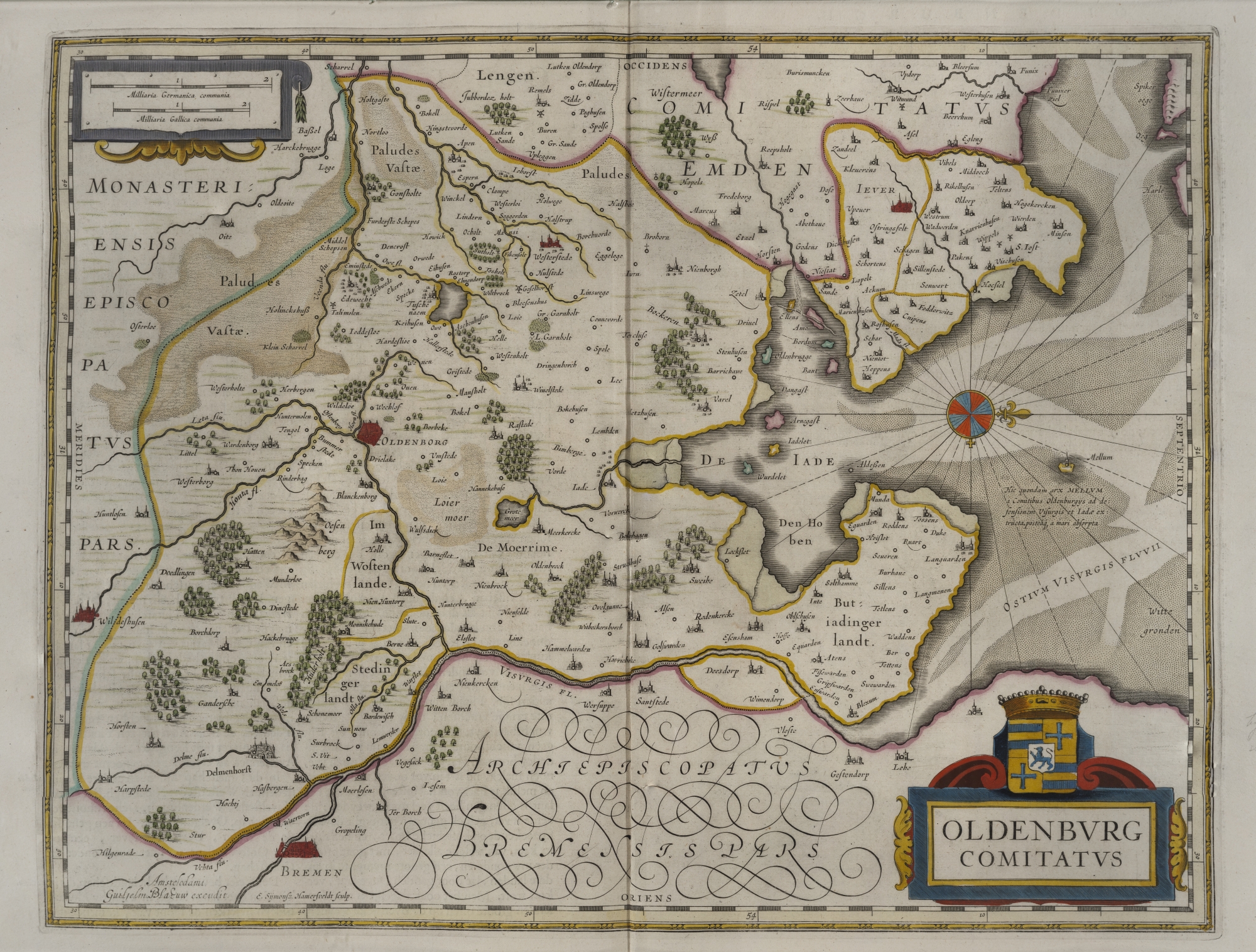K06. Kaart van het graafschap Oldenburg uit: Blaeu, Grooten atlas, oft werelt-beschryving, in welcke ’t aertryck, de zee en hemel wordt vertoont en beschreven (Amsterdam 1664) (ex. UBG)K06. Map of the County of Oldenburg from: Blaeu, Grooten atlas, oft werelt-beschryving, in welcke ’t aertryck, de zee en hemel wordt vertoont en beschreven (Amsterdam 1664) (copy UBG)K06. Karte der Grafschaft Oldenburg in: Blaeu, Grooten atlas, oft werelt-beschryving, in welcke ’t aertryck, de zee en hemel wordt vertoont en beschreven (Amsterdam 1664) (Exemplar UBG)