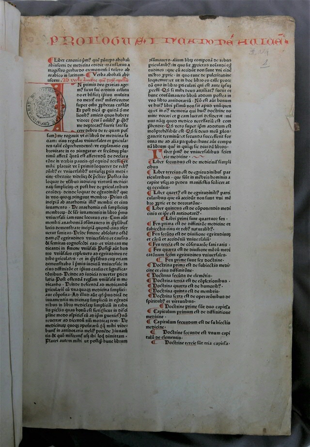 Rubricatie in Wilhelmus Frederici’s exemplaar van Avicenna's Canon medicinae. Inc. 34