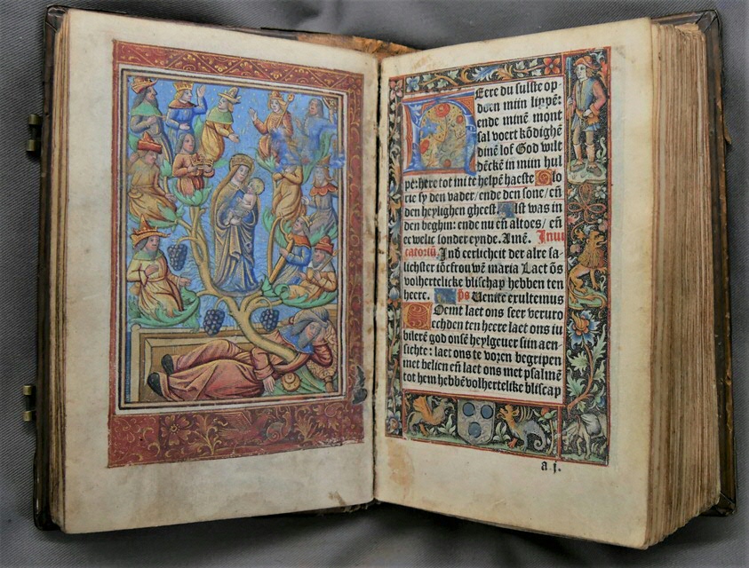 Inc. 96. Handgekleurde metaalsneden in een getijdenboek gedrukt in Parijs door Johannes Higman in 1497.