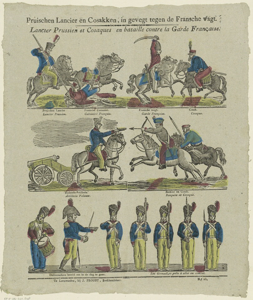 3a. Prent van vóór 1830: ‘Pruischen Lancier en Cosakken’ (uklu 05-20-038)3a. Pre-1830 Print: ‘Prussian Cavalier and Cossacks’ (uklu 05-20-038)