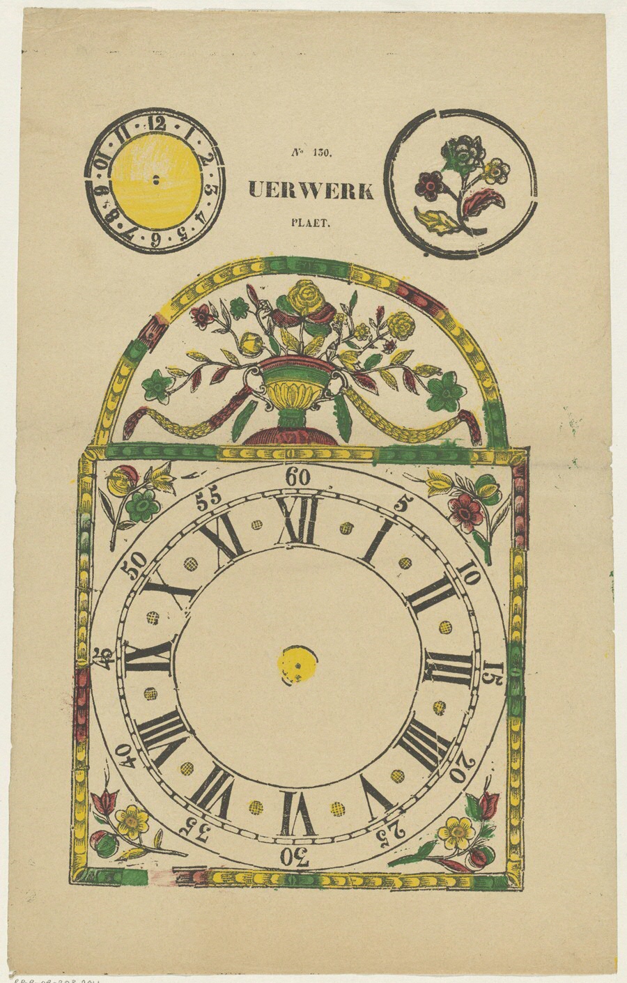 3d. Prent van vóór 1830: ‘Uerwerkplaet’ (uklu 05-20-049)3d. Pre-1830 Print: ‘Hours of the Clock’ (uklu 05-20-049)