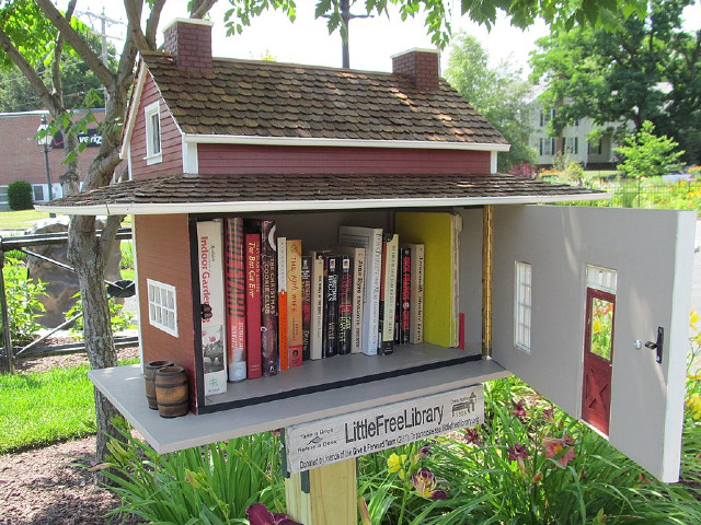 A free little neigboorhood library in Easthampton, MA.