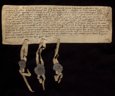 A mid-14th-century charter with attached seals, dated 2. May 1340