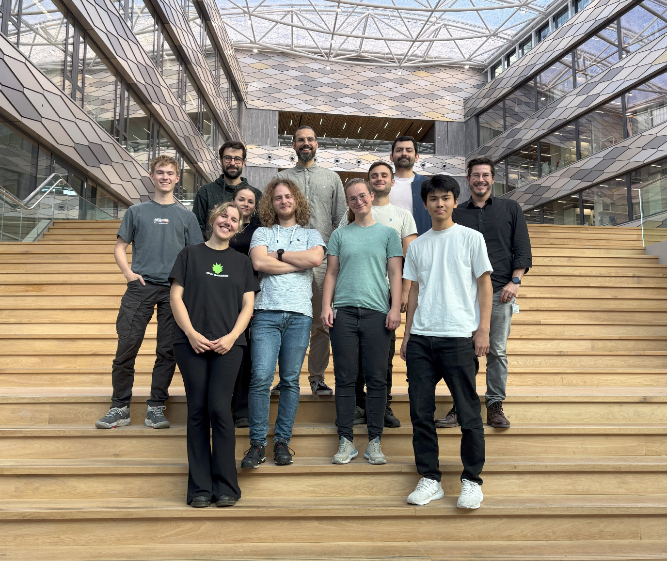 Optospintronics group (July 2023). From left to right: Marcos, Tamas, Anders, Jan, Aaron, Freddie, Rixt, Stella, Cedric, Anna, Kostas, and Harshan.