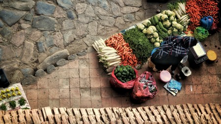 Voedselmarkt in Nepal | Foto Jianhui Huang