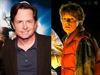 Michael J. Fox in 'Back to the Future (right) and a recent picture.